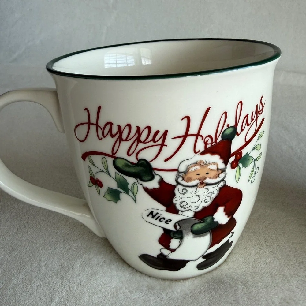 PFALTZGRAFF Winterberry Christmas Naughty & Nice Santa List‎ 20 oz Mugs Set of 2